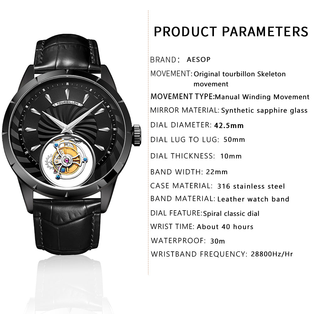 Sythentic Sapphire Skeleton Tourbillon Mechanical Watch for Men 7019