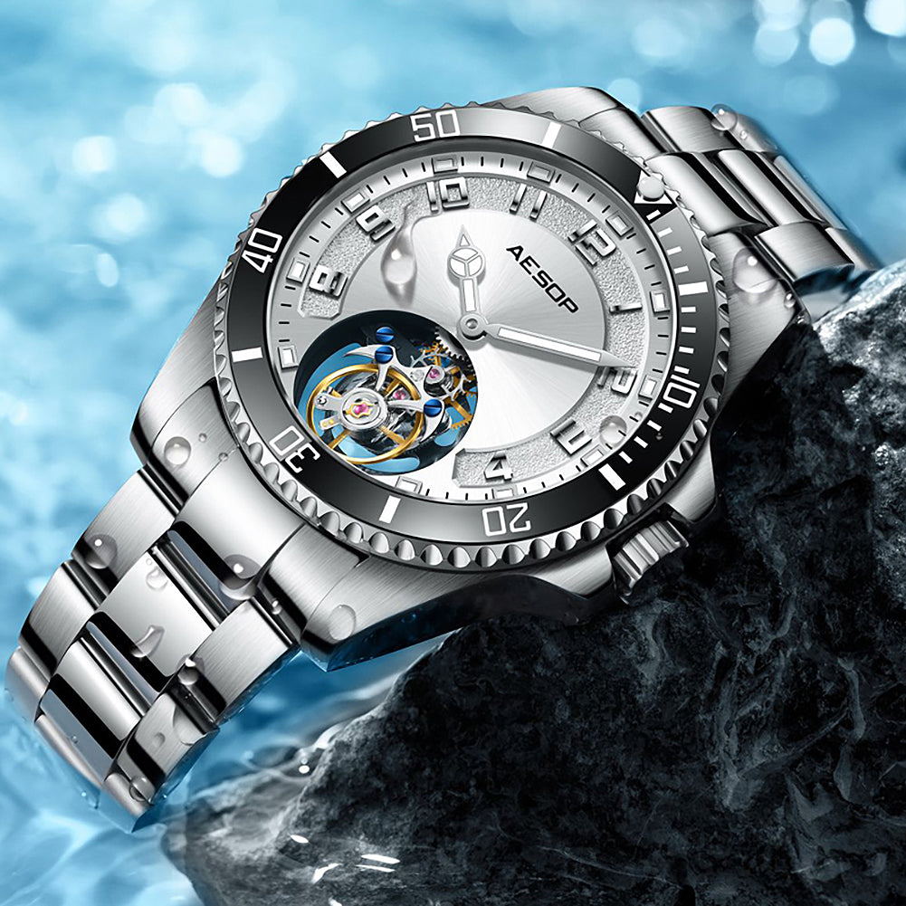 Mechanical Watch for Men Tourbillon Skeleton Sapphire Watches 7065