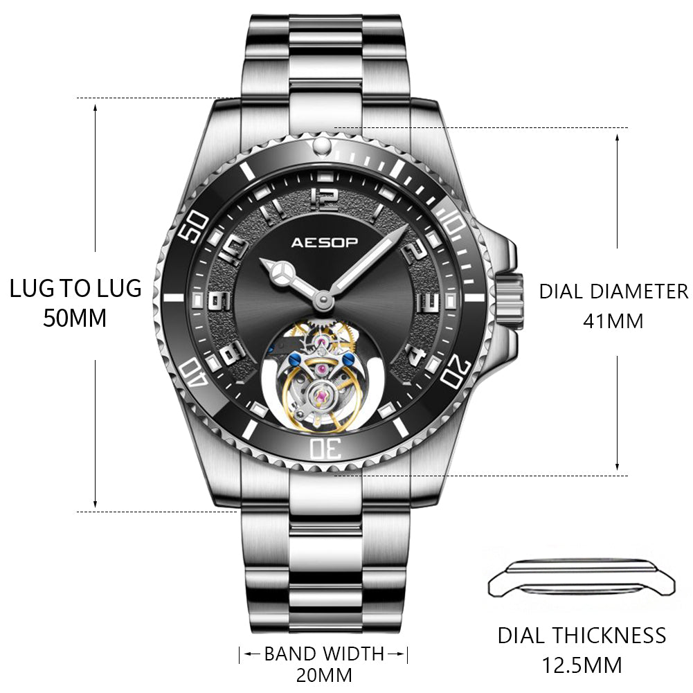 Mechanical Watch for Men Tourbillon Skeleton Sapphire Watches 7065