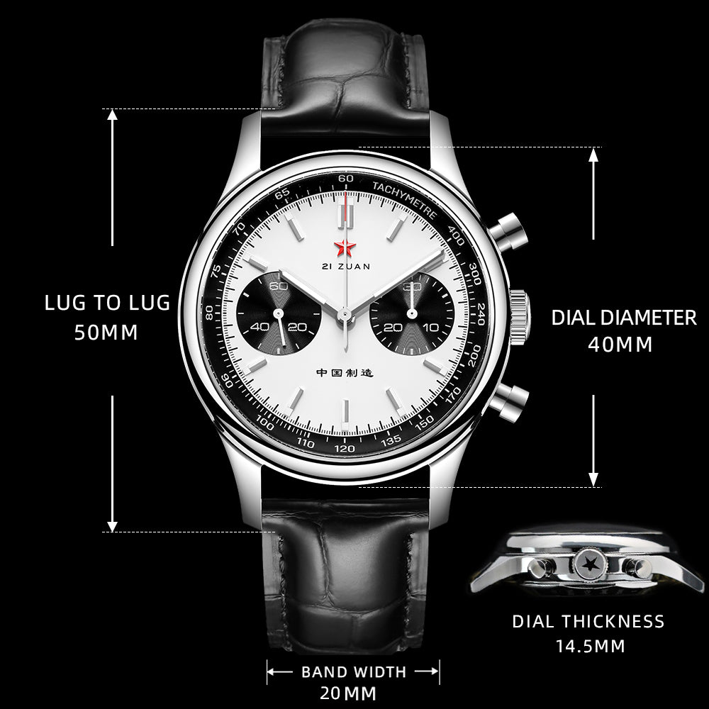 SEAKOSS 40mm Panda Dial Seagull 1963 Movement Chronograph Watch